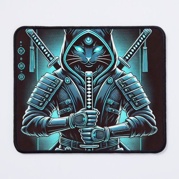 Item preview, Cyberpunk Ronin Cat - Mystical Samurai Assassin designed and sold by PrintFuel.