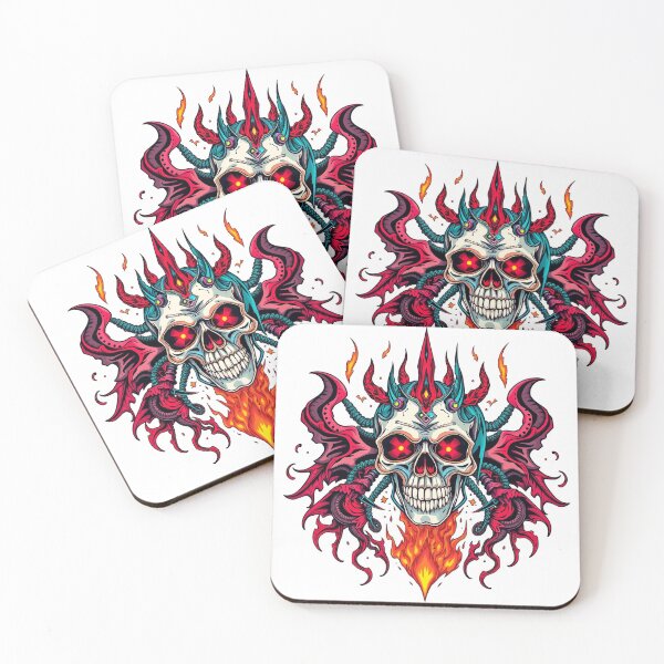 Item preview, Demonic Flaming Evil Heavy Metal Skull Graphic design illustration designed and sold by Vintage Designs +.