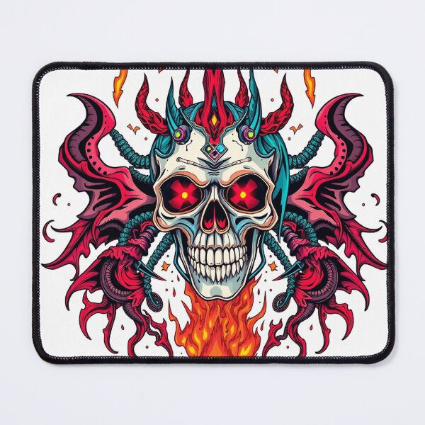 Item preview, Demonic Flaming Evil Heavy Metal Skull Graphic design illustration designed and sold by Vintage Designs +.