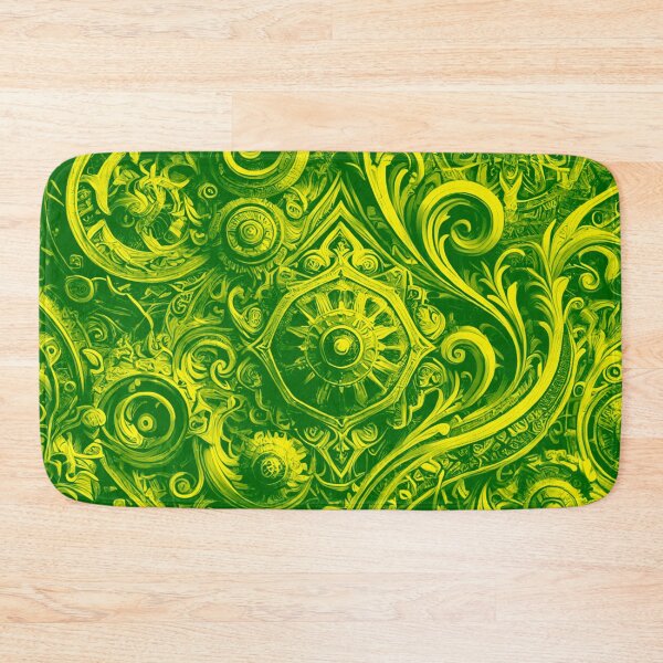Item preview, Elegant Green and Yellow Intricate Metal Pattern designed and sold by GrizzlyCollective.