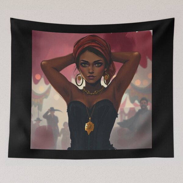 Item preview, Beautiful Romani Gypsy girl illustration designed and sold by Vintage Designs +.