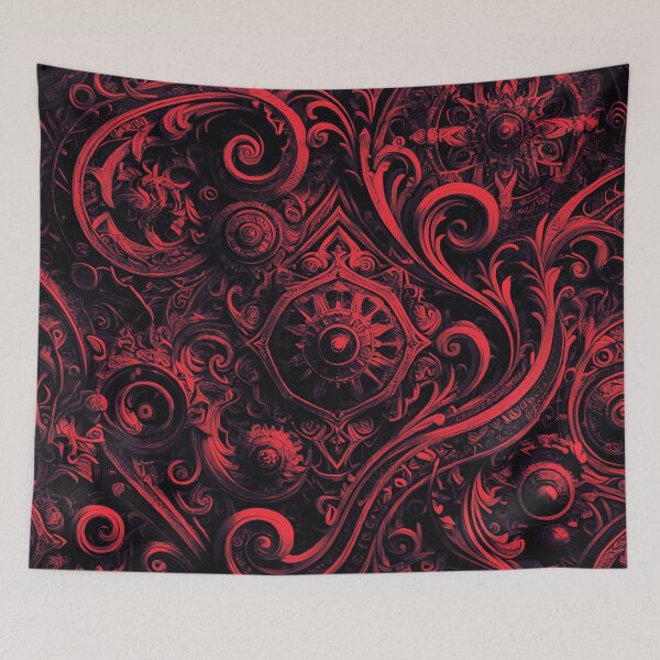 Item preview, Striking Red and Black Intricate Metal Pattern designed and sold by GrizzlyCollective.