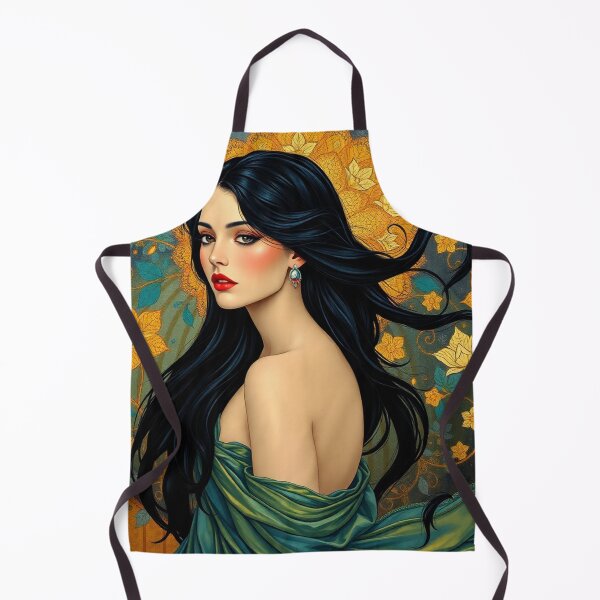 Artikelvorschau, Wunderschöne dunkelhaarige Dame Illustration inspiriert von Gustav Klimt entworfen und verkauft von Vintage Designs +.