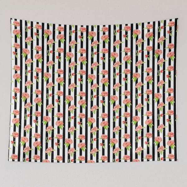 Item preview, Watercolour flowers on black stripes designed and sold by NewBranchStudio.