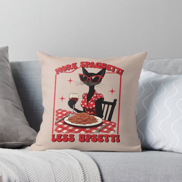 Item preview, More Spaghetti Less Upsetti Cat Eating Pasta designed and sold by wowwowmeow.