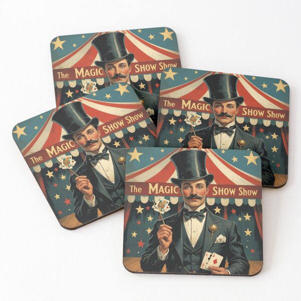 Item preview, The Magic Show rustic Magic Circus Poster with Magician in Top Hat designed and sold by Vintage Designs +.
