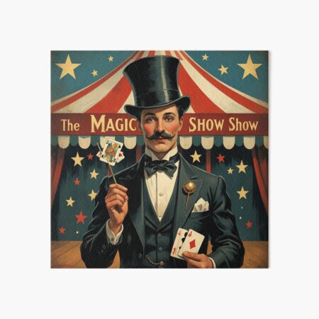 Item preview, The Magic Show rustic Magic Circus Poster with Magician in Top Hat designed and sold by Vintage Designs +.