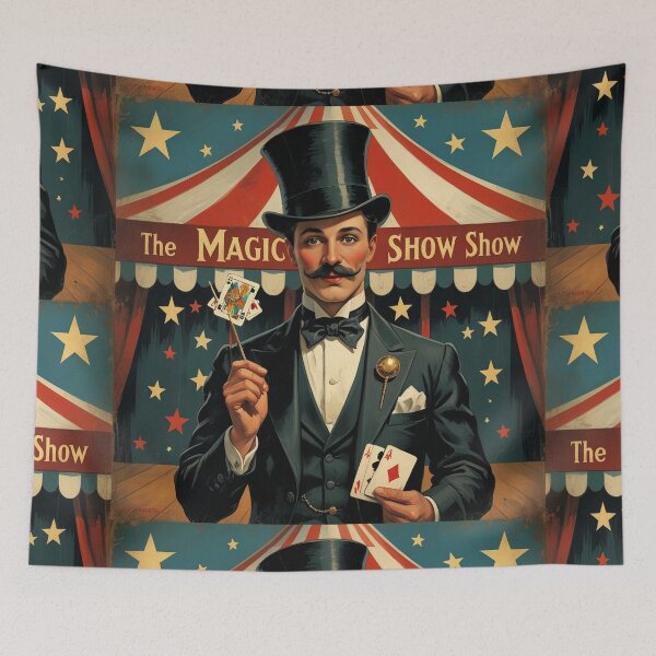 Item preview, The Magic Show rustic Magic Circus Poster with Magician in Top Hat designed and sold by Vintage Designs +.
