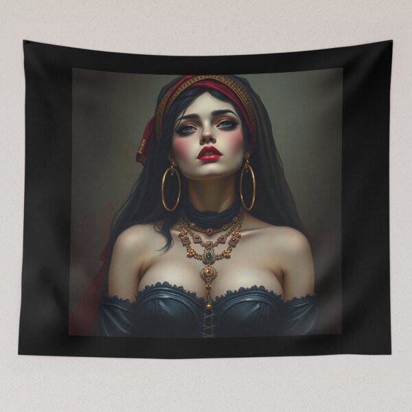 Item preview,  Beautiful Romani Gypsy girl illustration designed and sold by Vintage Designs +.