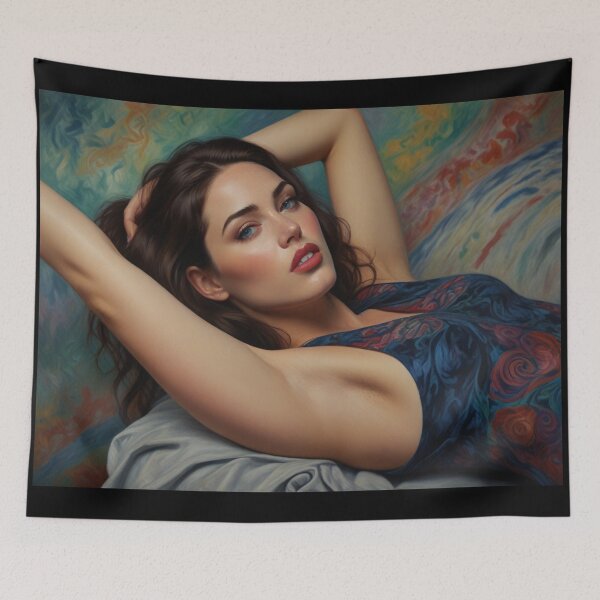 Item preview, Beautiful Woman lying vintage style expressionistic art designed and sold by Vintage Designs +.