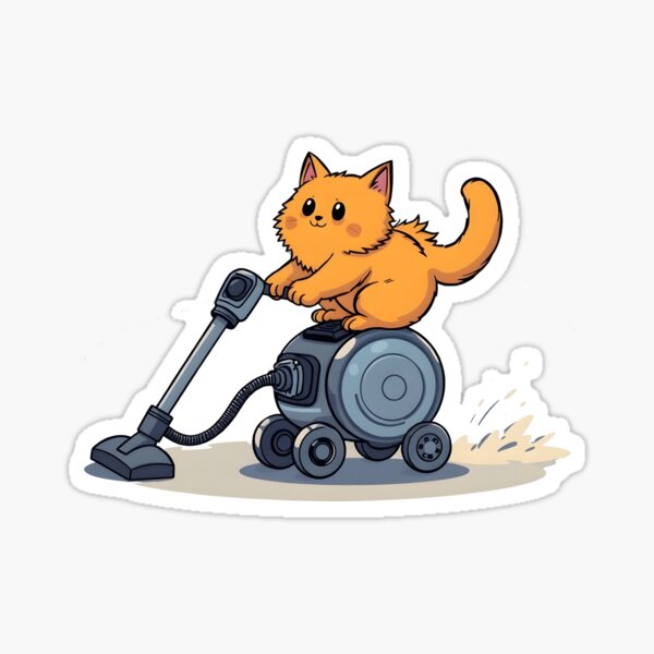 Item preview, Cute Cat Riding a Vacuum Cleaner – Whimsical Clean-Up Adventure designed and sold by WAUZ.