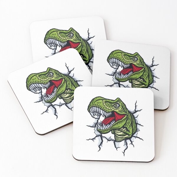 Item preview, Embroidery-Style Dinosaur Breaking Through Cracked Wall – Fierce Prehistoric Art designed and sold by svarupa.