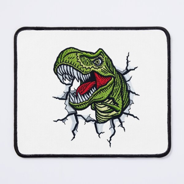 Item preview, Embroidery-Style Dinosaur Breaking Through Cracked Wall – Fierce Prehistoric Art designed and sold by svarupa.