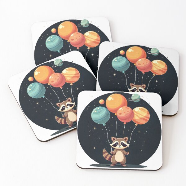 Item preview, T-Shirt Design Trending: RACCOON WITH BALLOONS  designed and sold by ForeverPrintsOK.