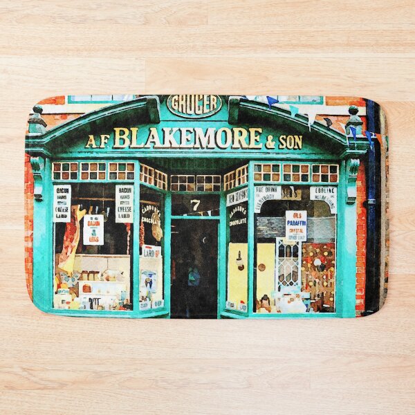 Item preview, Charming vintage grocery store facade with nostalgic signage designed and sold by GestaltImagery.
