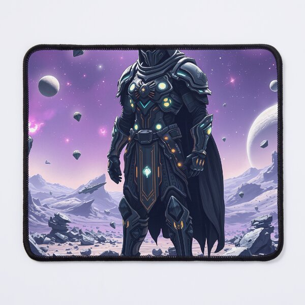 Item preview, Galactic Warrior Futuristic Armor Alien Ruins Cosmic Battle Scene Sci-Fi Art designed and sold by zoughlal.