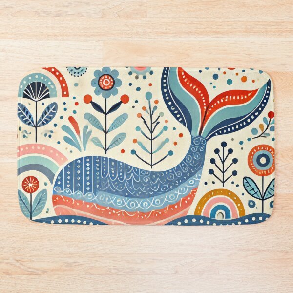 Item preview, Scandinavian Folk Art Rainbow Animals - Cute Colourful Whale Tail by heidiannemorris designed and sold by FOLK ART FUSION.