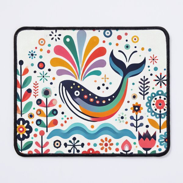 Item preview, Scandinavian Folk Art Rainbow Animals - Cute Colourful Whale by heidiannemorris designed and sold by FOLK ART FUSION.