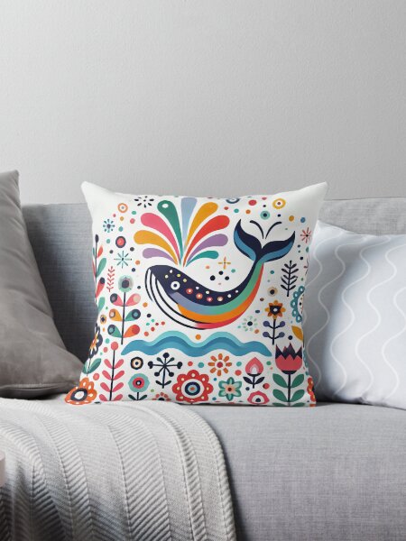Artikel-Vorschau von Skandinavische Volkskunst-Regenbogen-Tiere - süßer bunter Wal von heidiannemorris, designt und verkauft von FOLK ART FUSION by heidiannemorris.