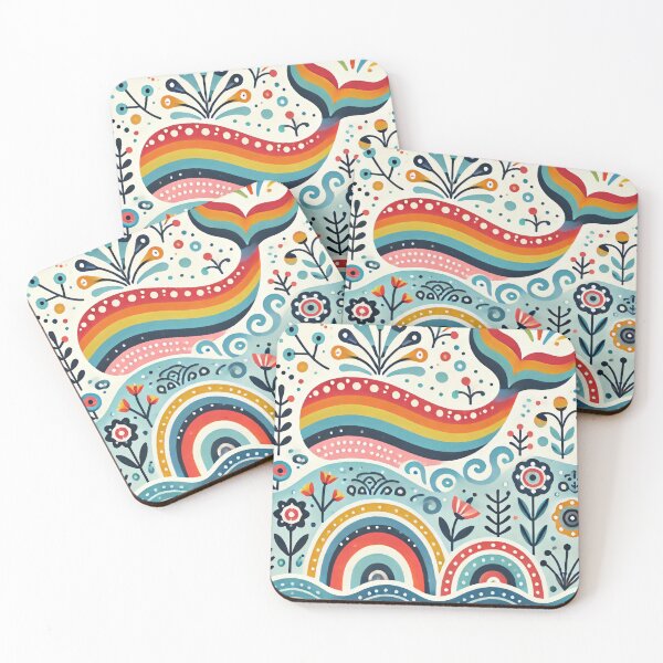 Item preview, Scandinavian Folk Art Rainbow Animals - Cute Colourful Whale Tail by heidiannemorris designed and sold by FOLK ART FUSION by heidiannemorris.