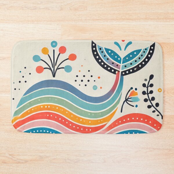 Item preview, Scandinavian Folk Art Rainbow Animals - Cute Colourful Whale Tail by heidiannemorris designed and sold by FOLK ART FUSION.