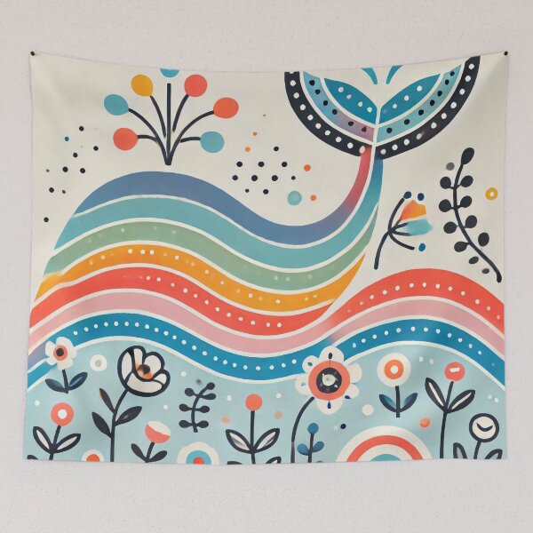 Item preview, Scandinavian Folk Art Rainbow Animals - Cute Colourful Whale Tail by heidiannemorris designed and sold by FOLK ART FUSION by heidiannemorris.