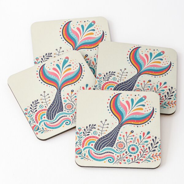 Item preview, Scandinavian Folk Art Rainbow Animals - Cute Colourful Whale Tail by heidiannemorris designed and sold by FOLK ART FUSION by heidiannemorris.
