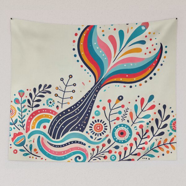 Item preview, Scandinavian Folk Art Rainbow Animals - Cute Colourful Whale Tail by heidiannemorris designed and sold by FOLK ART FUSION by heidiannemorris.