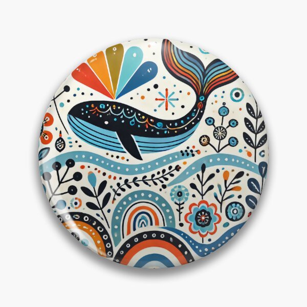 Item preview, Scandinavian Folk Art Rainbow Animals - Cute Colourful Whale Tail by heidiannemorris designed and sold by FOLK ART FUSION.