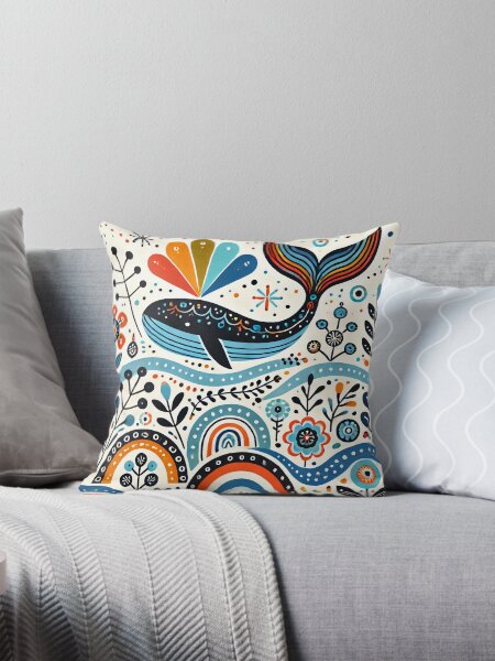 Artikel-Vorschau von Skandinavische Volkskunst-Regenbogentiere - süßer bunter Walschwanz von heidiannemorris, designt und verkauft von FOLK ART FUSION by heidiannemorris.