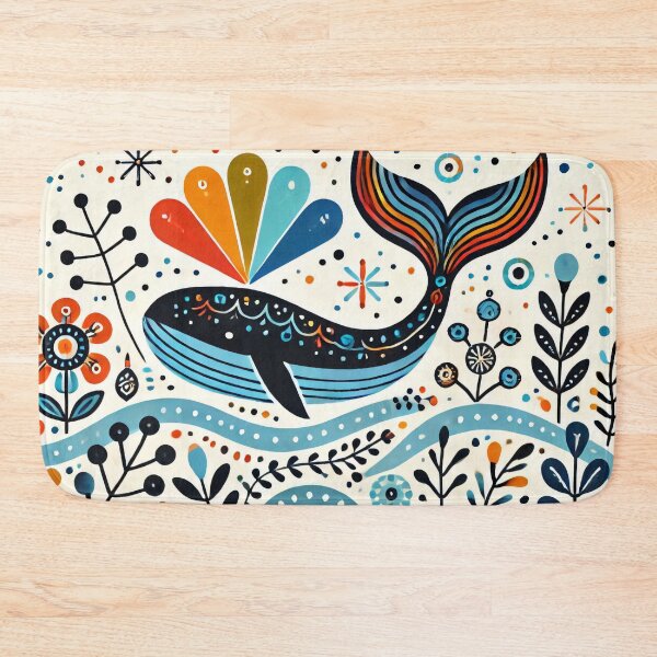 Item preview, Scandinavian Folk Art Rainbow Animals - Cute Colourful Whale Tail by heidiannemorris designed and sold by FOLK ART FUSION.