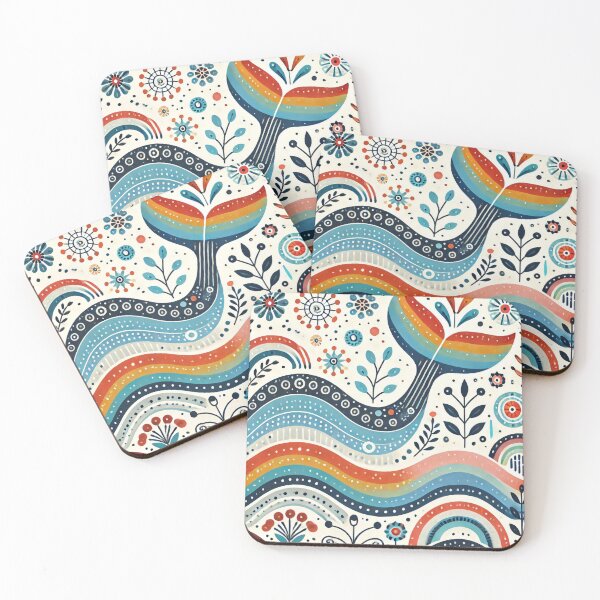 Item preview, Scandinavian Folk Art Rainbow Animals - Cute Colourful Whale Tail by heidiannemorris designed and sold by FOLK ART FUSION by heidiannemorris.