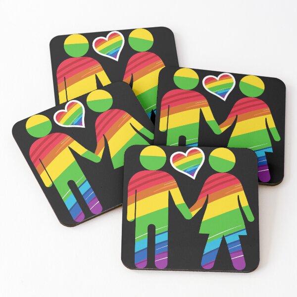 Item preview, Cute LGBT Couple Illustration: Love & Rainbow Hearts Art designed and sold by HippoInkStudio.