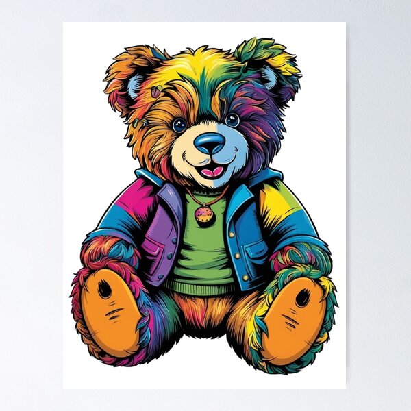 Item preview, Colourful Teddy Bear illustration  designed and sold by ShopTwentyFour.