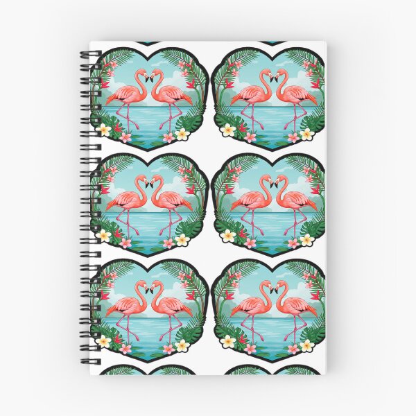 Item preview, Romantic Flamingo Love with Heart Frame, Tropical Flowers, and Lush Green Palm Leaves designed and sold by KreaDesignOne.