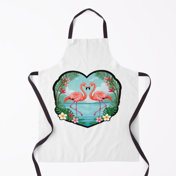 Item preview, Romantic Flamingo Love with Heart Frame, Tropical Flowers, and Lush Green Palm Leaves designed and sold by KreaDesignOne.