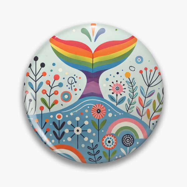 Item preview, Scandinavian Folk Art Rainbow Animals - Cute Colourful Whale Tail by heidiannemorris designed and sold by FOLK ART FUSION.