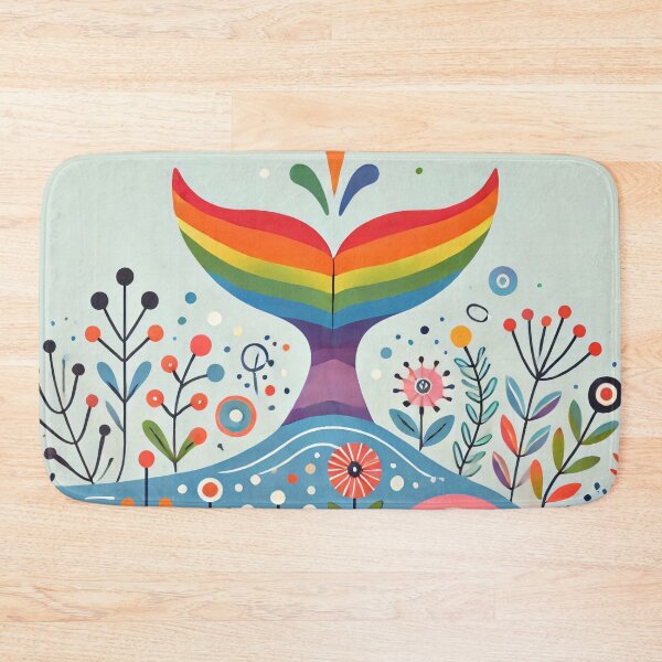 Item preview, Scandinavian Folk Art Rainbow Animals - Cute Colourful Whale Tail by heidiannemorris designed and sold by FOLK ART FUSION.