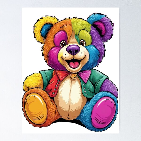 Item preview, Colourful Teddy Bear illustration  designed and sold by ShopTwentyFour.