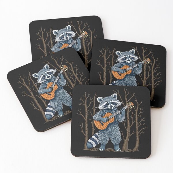 Item preview, Embroidered Raccoon Playing Guitar – Musical Wildlife Art designed and sold by svarupa.