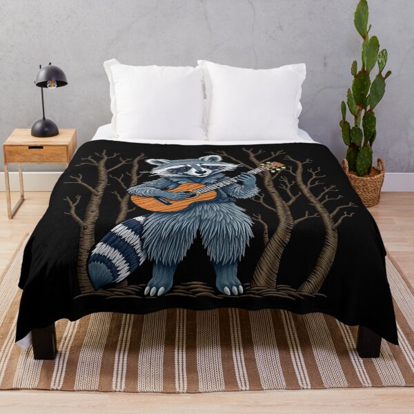 Item preview, Embroidered Raccoon Playing Guitar – Musical Wildlife Art designed and sold by svarupa.