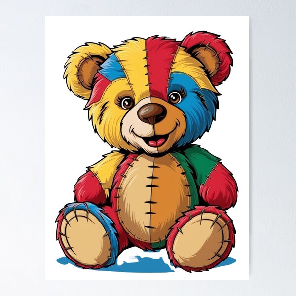 Item preview, Colourful Teddy Bear illustration  designed and sold by ShopTwentyFour.