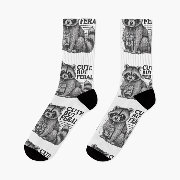 Item preview, Cute But Feral Funny Sarcastic Snarky Funny Raccoon Adult Humor Funny Sarcastic Quote, Vintage Retro, Feral designed and sold by pugshowsfashion.