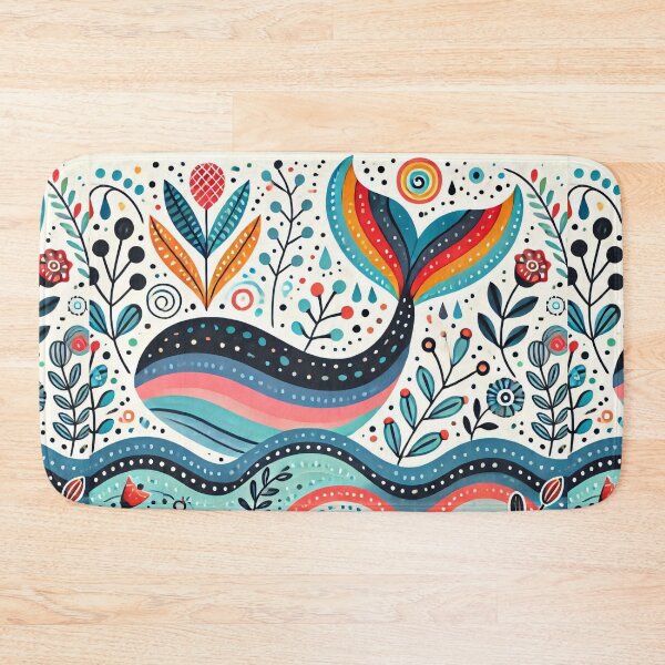 Item preview, Scandinavian Folk Art Rainbow Animals - Cute Colourful Whale Tail by heidiannemorris designed and sold by FOLK ART FUSION.