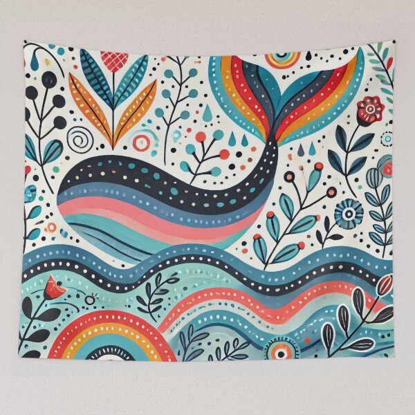 Item preview, Scandinavian Folk Art Rainbow Animals - Cute Colourful Whale Tail by heidiannemorris designed and sold by FOLK ART FUSION by heidiannemorris.