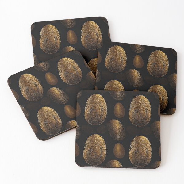 Item preview, Golden Acrylic Fingerprint on Black designed and sold by Glam-OOTD.