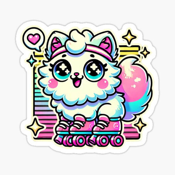 Item preview, Kawaii Roller Skating Cat – Cute Furry Kitty Art designed and sold by Schrott mit Herz, Katastrophal Kreativ  .