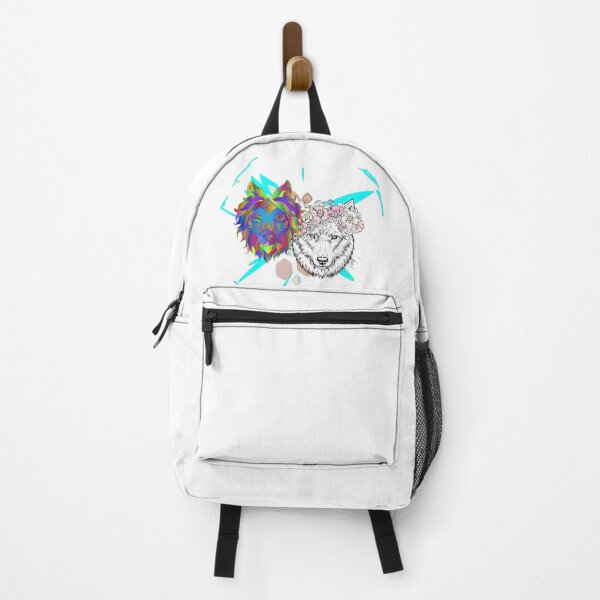 Item preview, Dual Nature Wolves – Colorful vs. Floral Contrast designed and sold by KA-Design-Art.