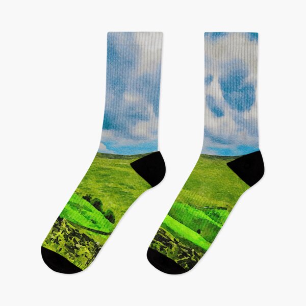 Item preview, Serene watercolor landscape of rolling hills in West Midlands, England designed and sold by GestaltImagery.