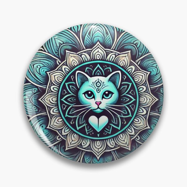 Item preview, Turquoise Cat Mandala Art designed and sold by Desireehaz.